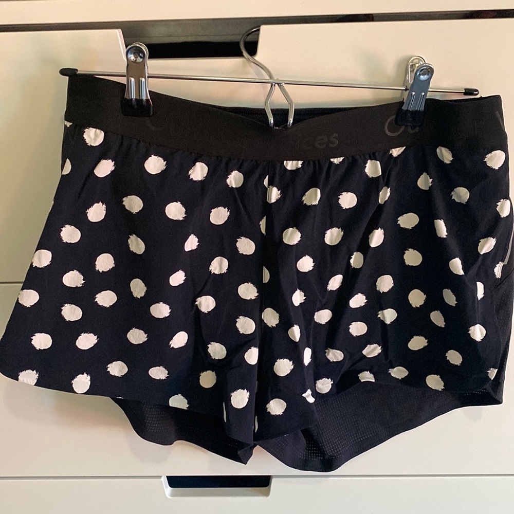 Discontinued Outdoor Voices Shorts - B&W Polka Dot Pattern - Small